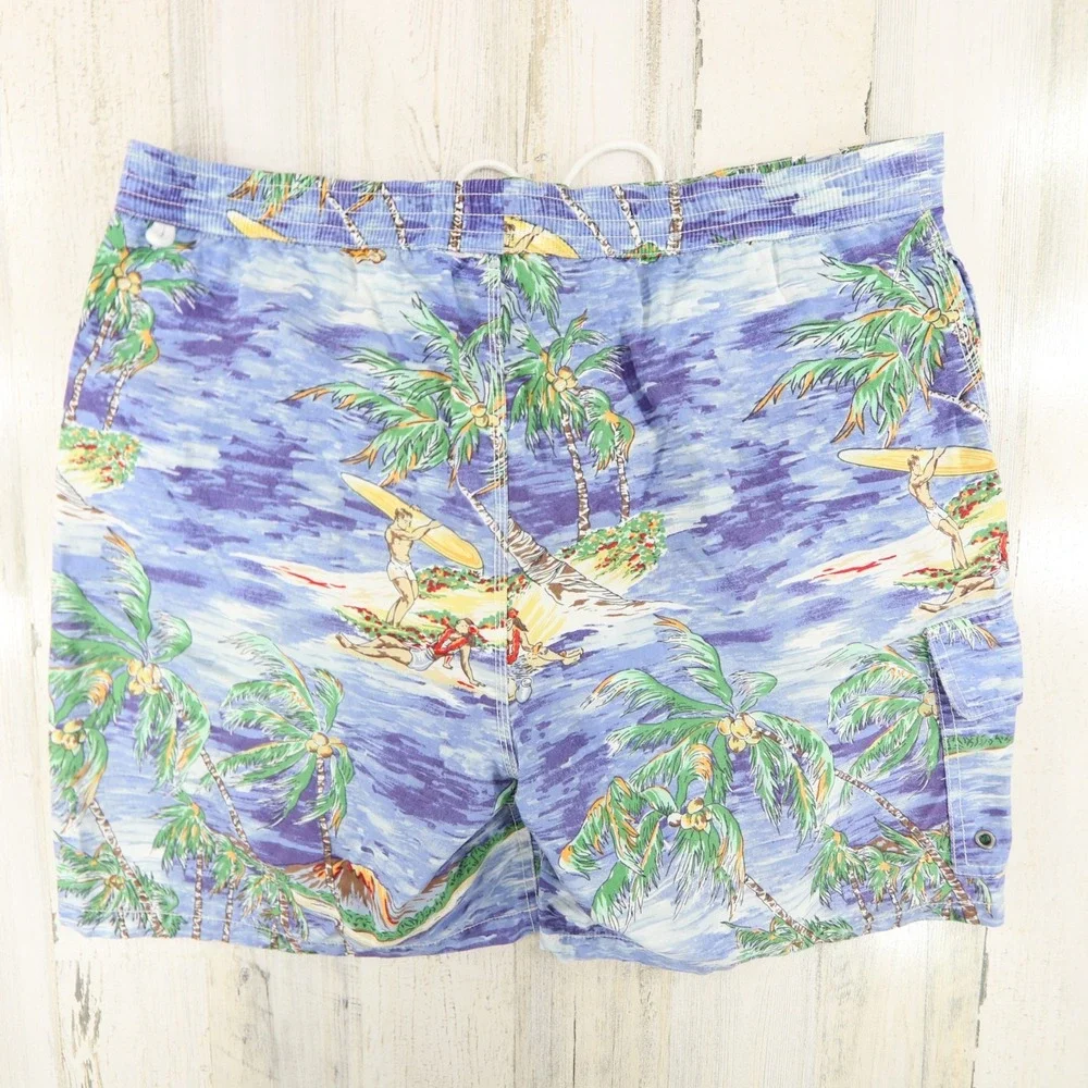 Polo Ralph Lauren Swim Shorts Mens XL Tropical Hawaiian Hula Lined Pockets